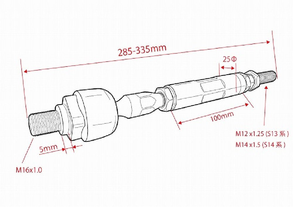 D-MAX | D1SPEC Type-R Reinforced Tie Rods for Nissan S13 / 180SX / 240SX / S14 / S15 / Cefiro A31 / Laurel C33 C34 C35 / Skyline R32 R33 R34