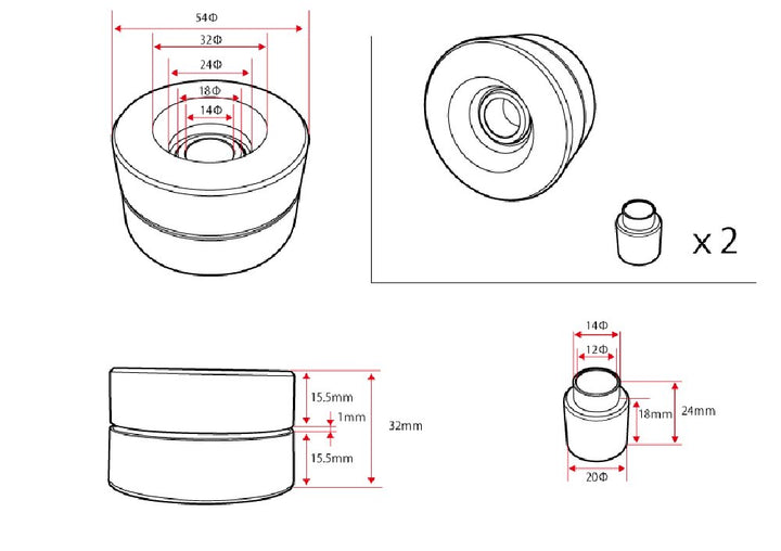 D-MAX D1SPEC | Rear Knuckle Shock Spherical Bearing & Collar Set for Nissan R33 / R34 GT-R