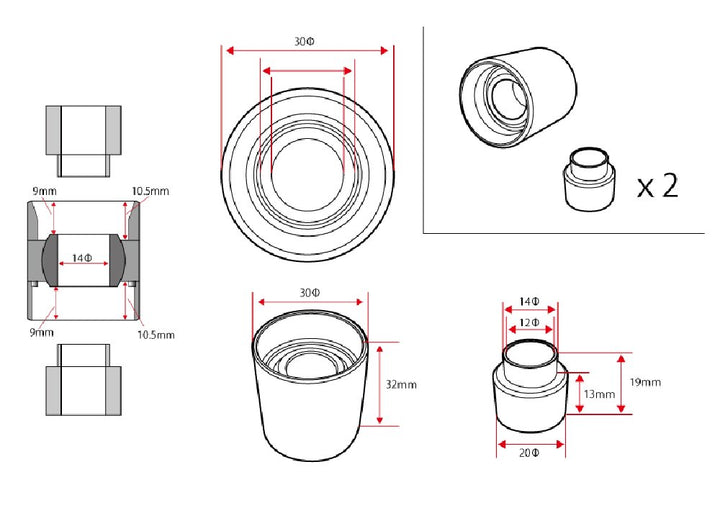 D-MAX D1SPEC | Rear Knuckle Spherical Bearing & Collar Set - One Side for Nissan S14 / S15