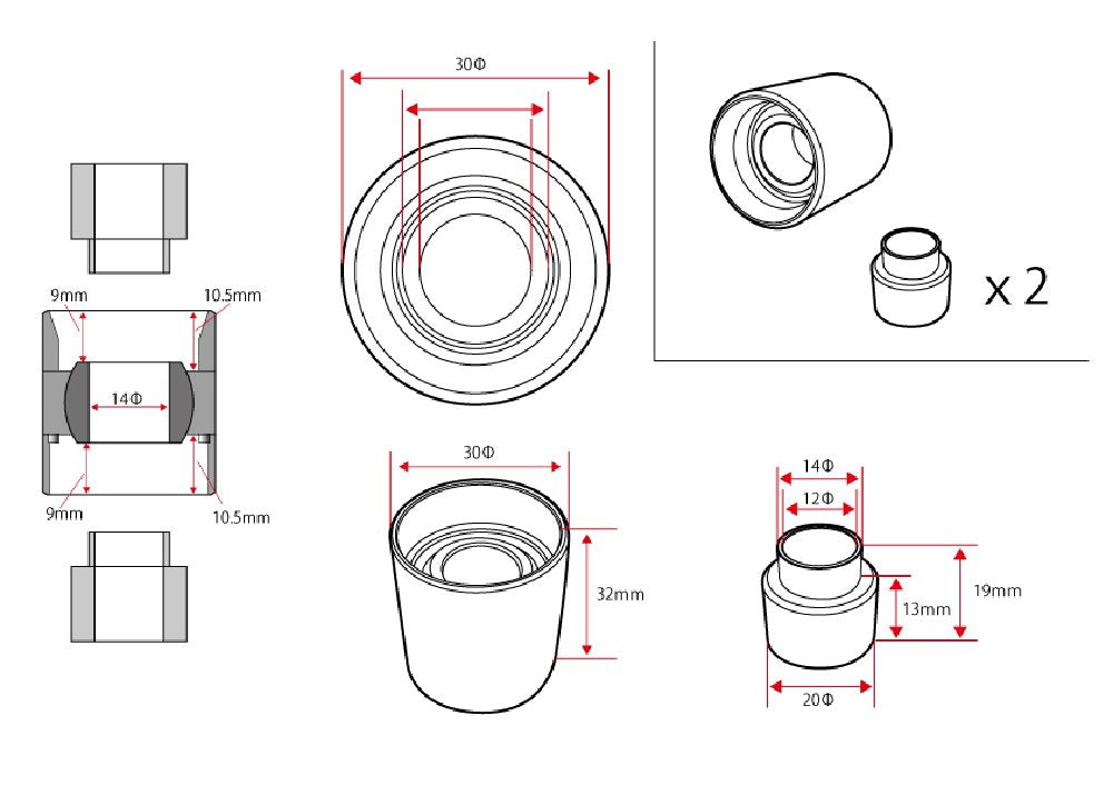D-MAX D1SPEC | Rear Knuckle Spherical Bearing & Collar Set - One Side for Nissan R33 / R34 GT-R