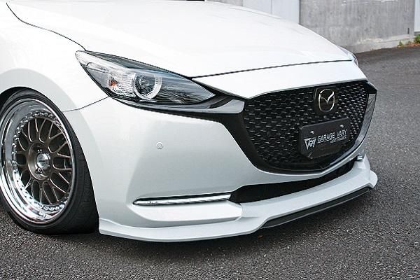 Garage Vary | Front Lip + Front Splitter Set Urethane Lip + Twill Weave Carbon Fiber Splitter for Mazda2 DJ