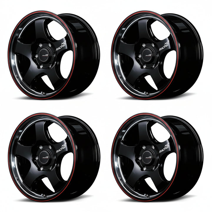 Rays | MID RACING R05HC Black Rim Vertical Polish/Red Line | 6X139.7 | 17X6.5 +38 (Set)