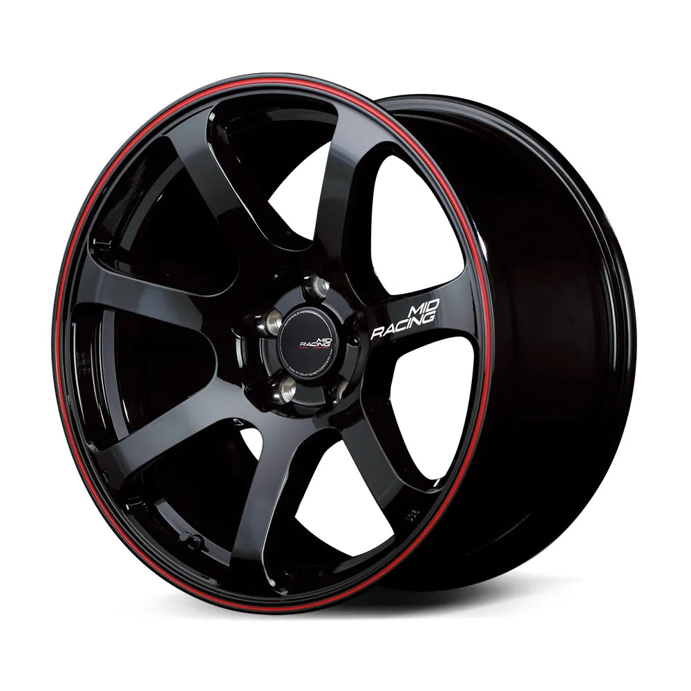 Rays | MID RACING R07 Black / Rim Red Line | 4X100 | 15X5.0 +45