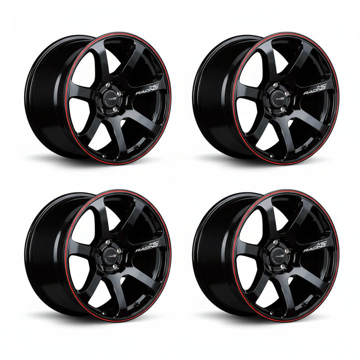 Rays | MID RACING R07 Black / Rim Red Line | 4X100 | 17X7.0 +45 (Set)