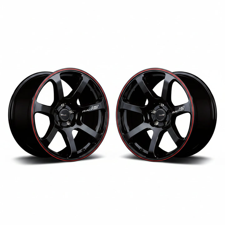 Rays | MID RACING R07 Black / Rim Red Line | 4X100 | 17X7.0 +45 (Pair)