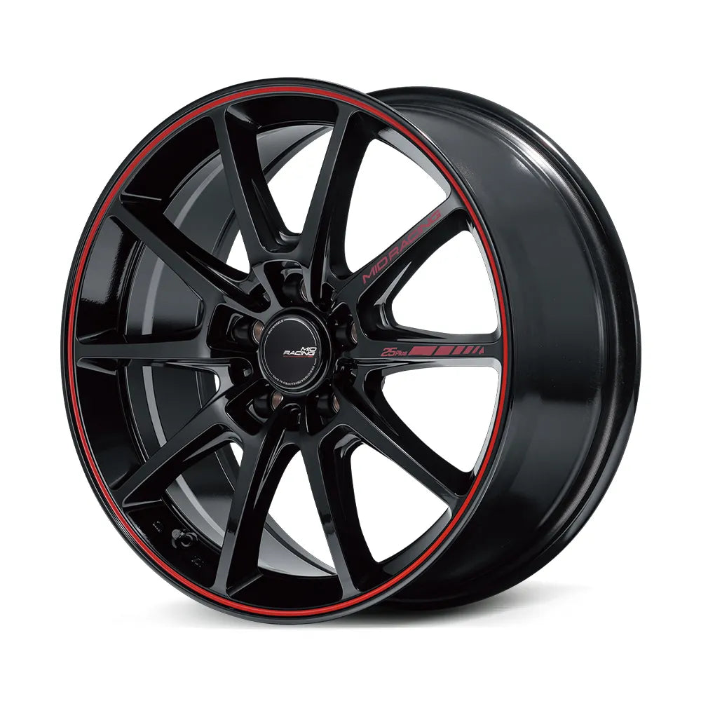 Rays | MID RACING R25Plus Black / Rim Red Line | 5X114.3 | 18X7.5 +50
