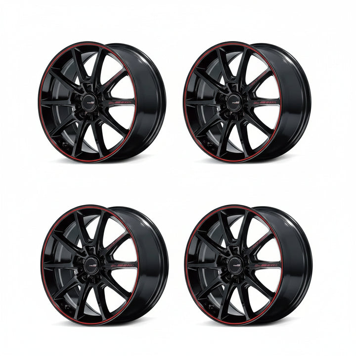 Rays | MID RACING R25Plus Black / Rim Red Line | 6X139.7 | 16X6.5 +38 (Set)