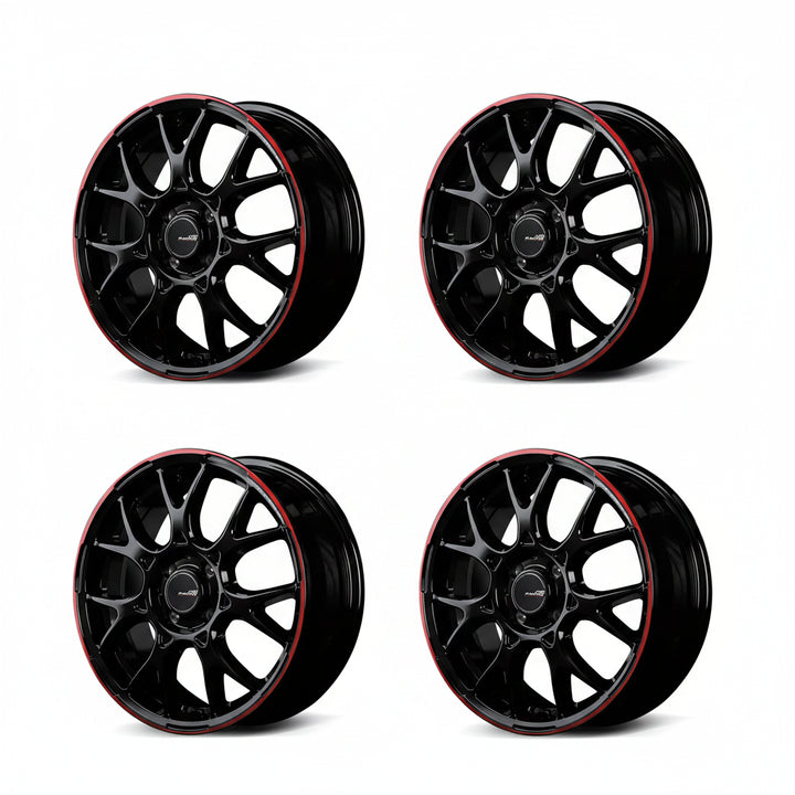 Rays | MID RACING R27 Black / Rim Red Line | 4X100 | 16X5.0 +45 (Set)
