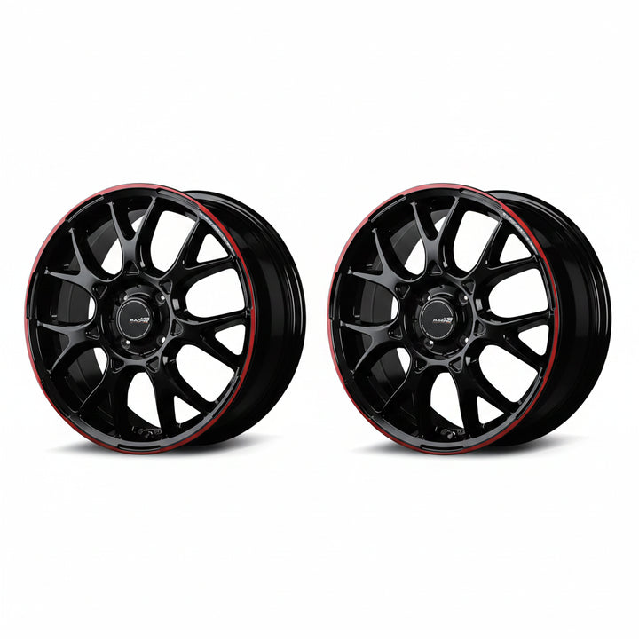 Rays | MID RACING R27 Black / Rim Red Line | 4X100 | 16X5.0 +45 (Pair)