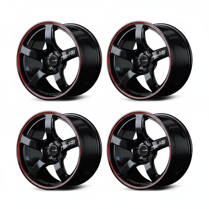 Rays | MID RACING R50 Black / Rim Red Line | 5X120 | 18X8.5 +45 (Set)