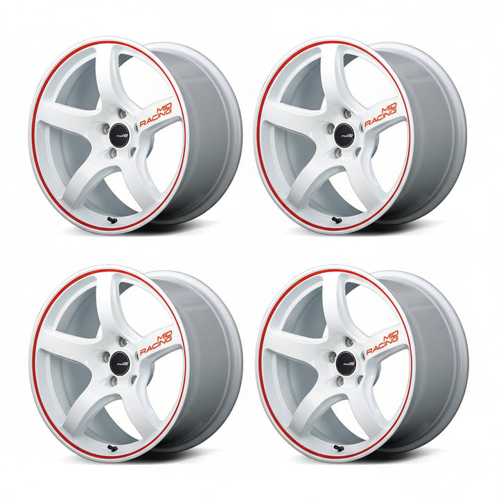 Rays | MID RACING R50 White / Rim Red Line | 5X120 | 18X8.5 +45 (Set)