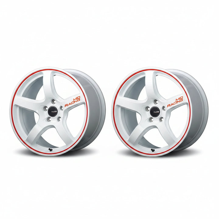 Rays | MID RACING R50 White / Rim Red Line | 4X100 | 15X5.0 +45 (Pair)