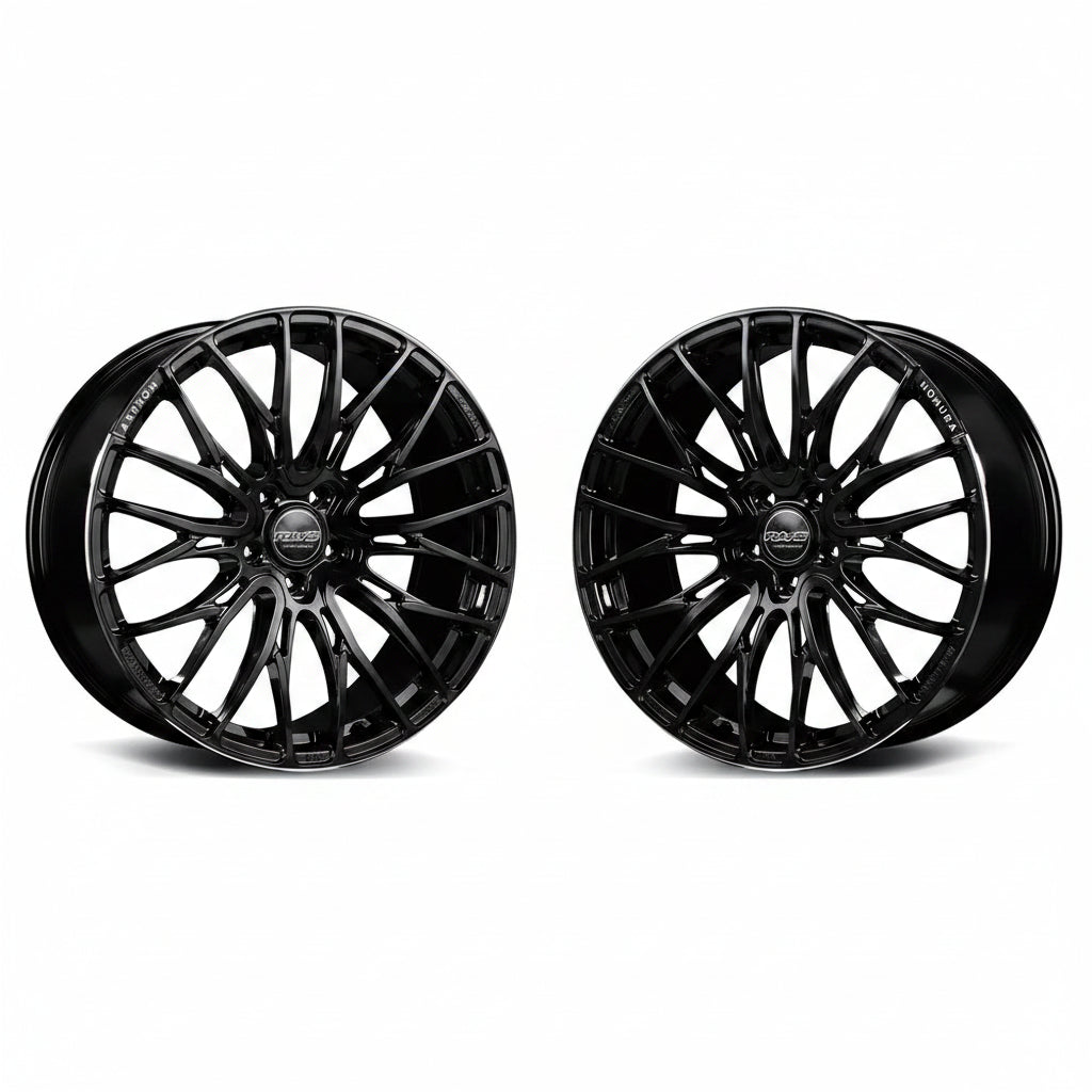 Rays | HOMURA 2X10BD Black/Rim Edge DMC | 5X120 | 19X8.0 +45 (Pair)