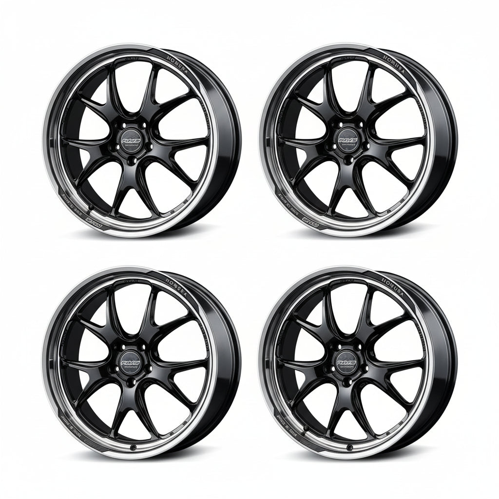 Rays | HOMURA 2X5RA Glossy Black/Rim DMC | 5X114.3 | 19X8.5 +38 (Set)