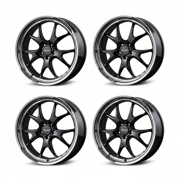 Rays | HOMURA 2X5RA Glossy Black/Rim DMC | 5X114.3 | 19X8.5 +38 (Set)
