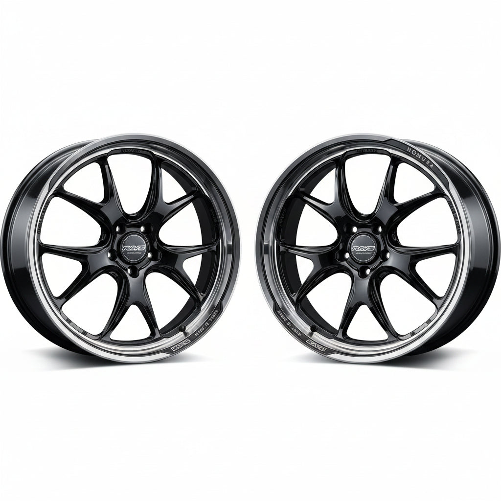 Rays | HOMURA 2X5RA Glossy Black/Rim DMC | 5X114.3 | 19X8.5 +38 (Pair)