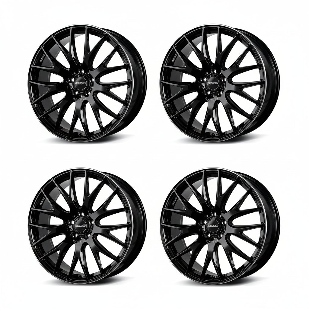 Rays | HOMURA 2X9Plus Glossy Black/Rim Edge DMC | 5X114.3 | 18X7.5 +50 (Set)