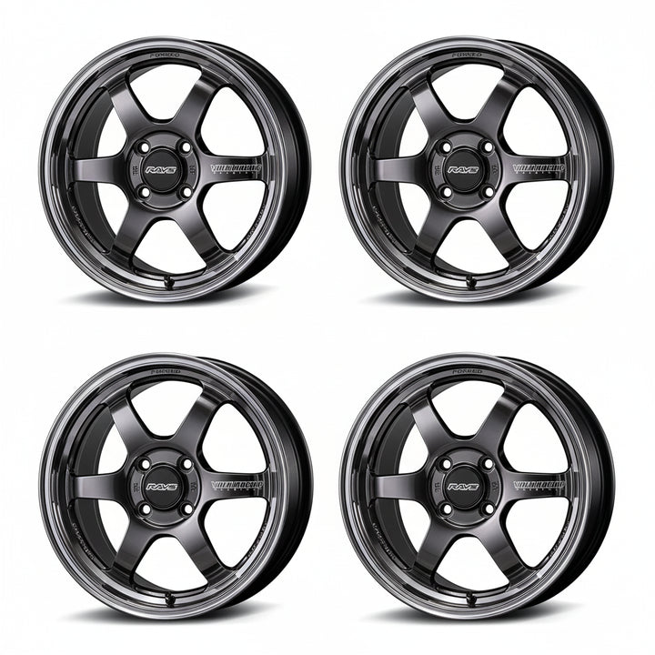 Rays | Volk TE37KCR Progressive Model Shining Black Metal FDMC Rim | 4X100| 15x5.5 +45 (Set)