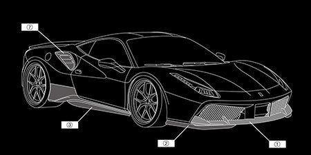 AIMGAIN SPORT FERRARI 488 GTB F142B AERO DRY CARBON - (CONTACT FOR PRICING)