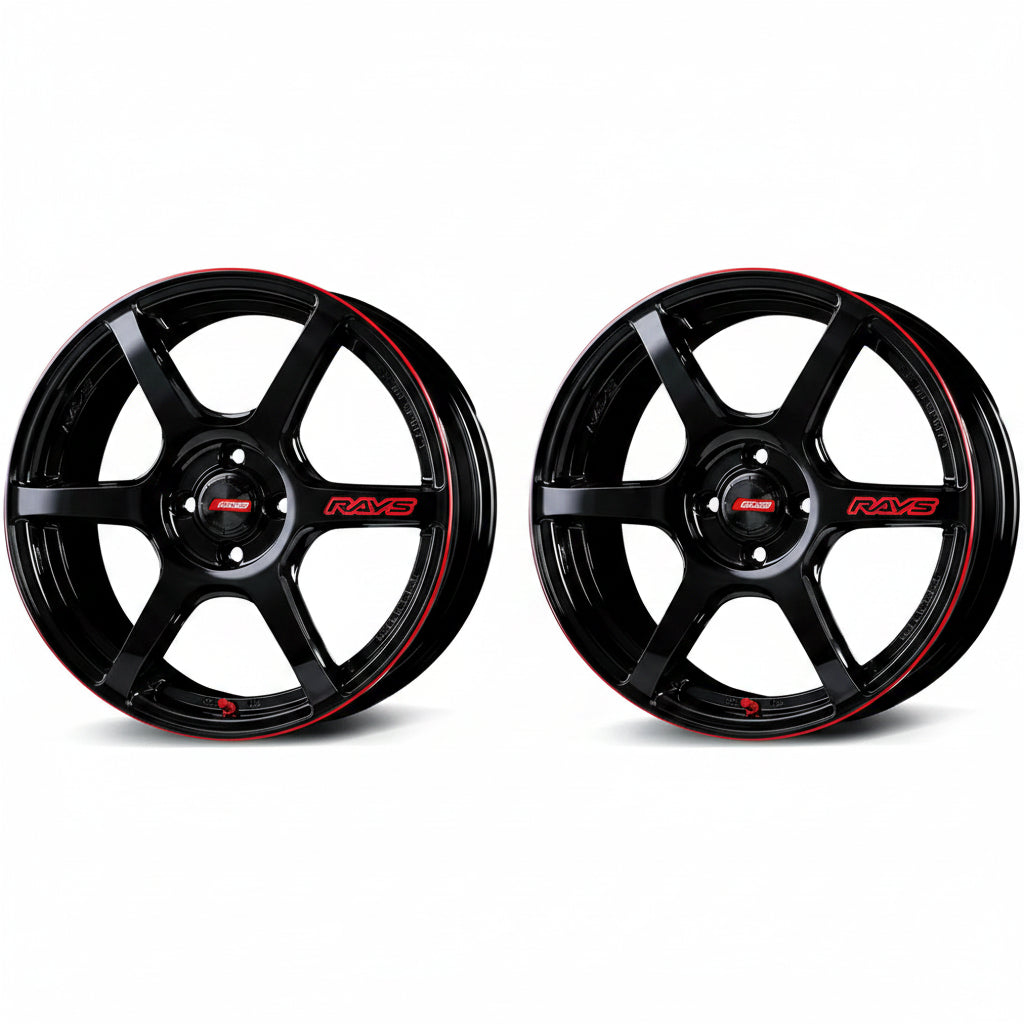 Rays | Gram Lights 57C6 TIME ATTACK EDITION Black & Machining/E-pro Coat | 17X7.0 +45 | 4X100 (Pair)