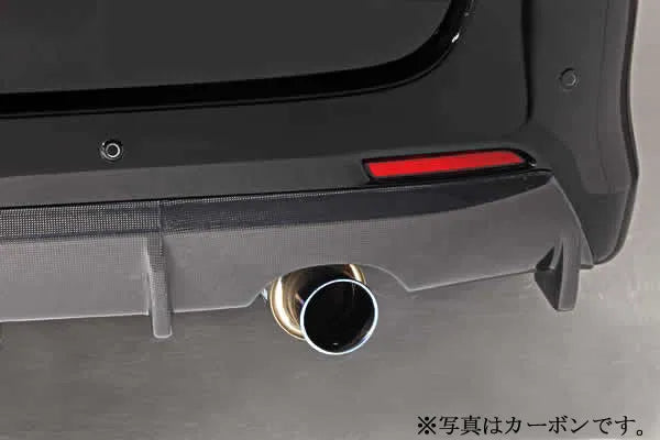 Close-up of Vary Valiant rear diffuser with exhaust tip – FRP carbon reference