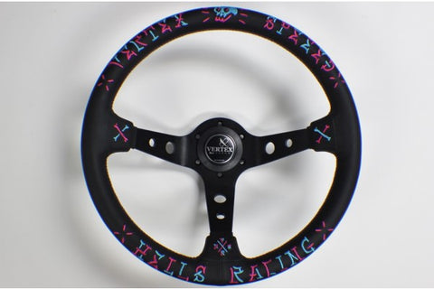 VERTEX SPEED STEERING WHEEL BLUE & PINK 350mm