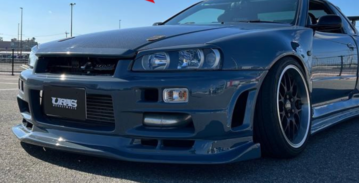 URAS | Super Wide Aero System Front Bumper for Nissan Skyline R34 2Dr