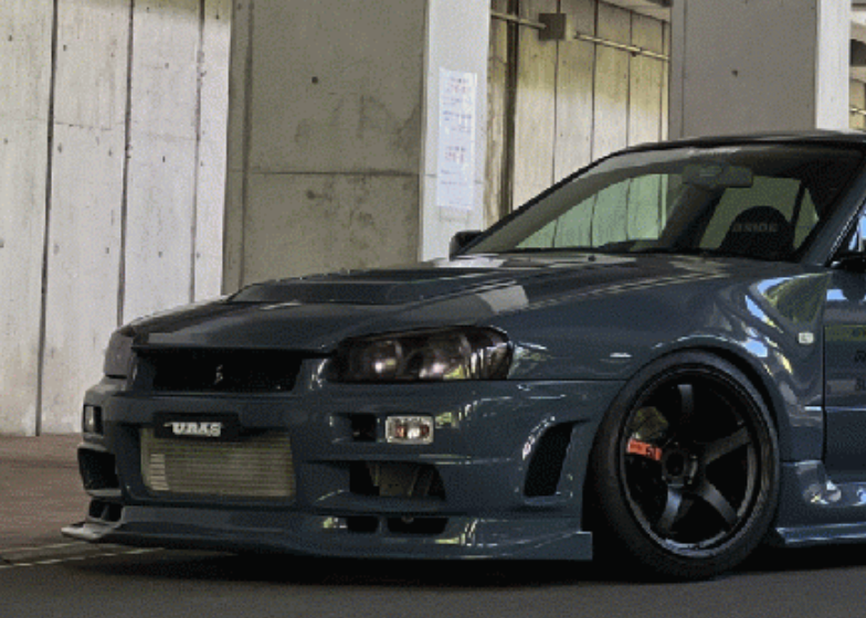 URAS | Super Wide Aero System Hood Lip for Nissan R34 Skyline 4Dr