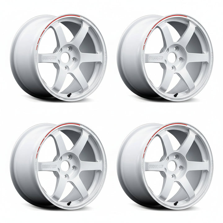 Rays | Volk TE37 SAGA S-plus Time Attack Edition Dash White/Redot | 5X114.3| 17x7.5 +49 (Set)