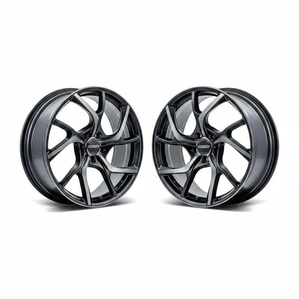 Rays | VMF C-01 PREMIUM Diamond Cut/Matte Translucent Black | 5X112 | 19X8.5 +21 (Pair)