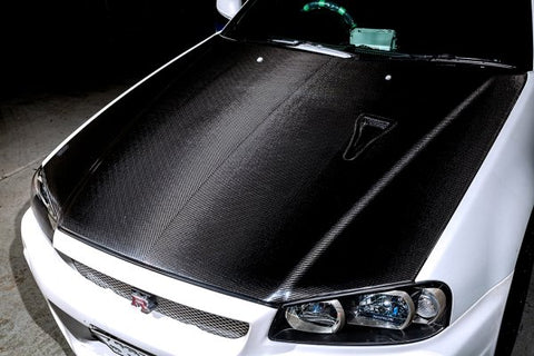 TOP SECRET Dry Carbon Hood for Nissan R34 GTR