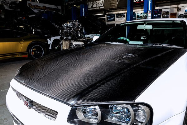 TOP SECRET Dry Carbon Hood for Nissan R34 GTR