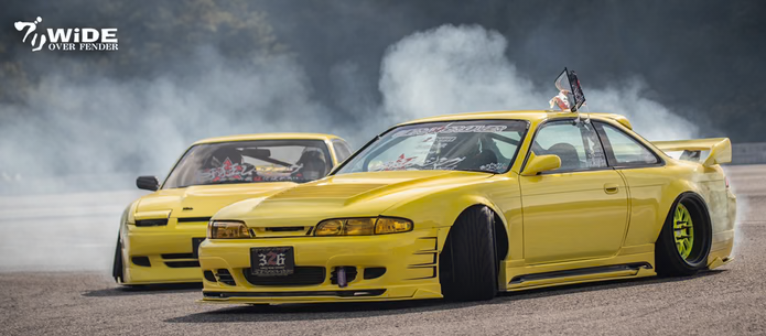 326POWER Buri Wide Front Over Fenders 45mm for Nissan S14 Zenki