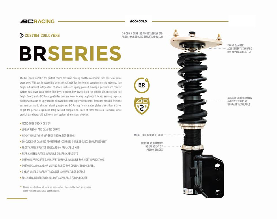 BC Racing Coilovers - BR Series Coilover for 12-14 Subaru WRX (F-21-BR)