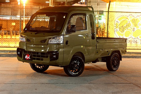 Aero Tech | Body Kit for Daihatsu Hijet Truck (S500P/S510P) 2018 Model - Eyelines (Bad Face GrilleCannot Be Installed Together) Factory Color Sample Paint (Colors Only) Available Colors: G55(Offbeat Khaki Metallic) X07(Black Mica Metallic) S28(Bright Silver Metallic)