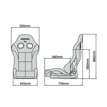 Bride Stradia III Reclining Seat - Gradation / Aramid Black Carbon Shell / Low Cushion
