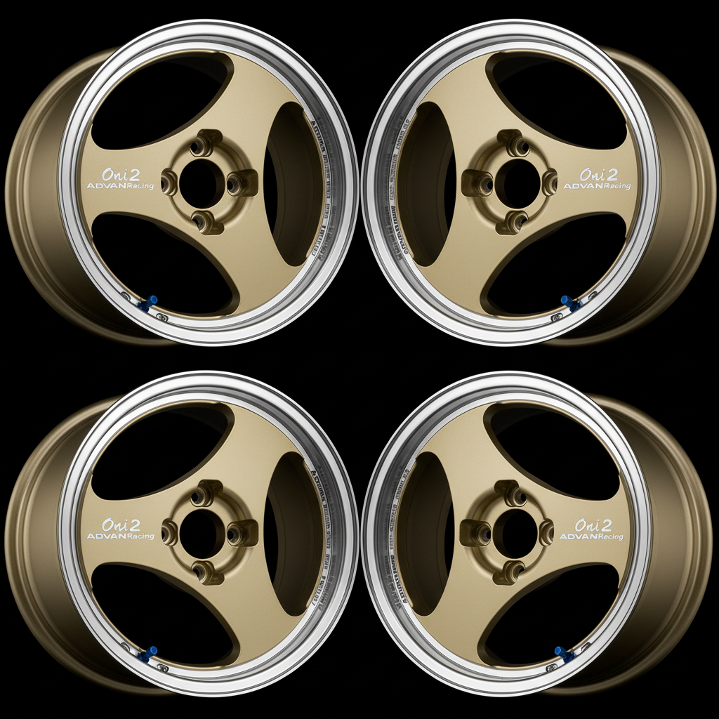 Advan | ONI2 Machining & Champagne Gold | 4X100 | 14X5.5 +45 (Set)