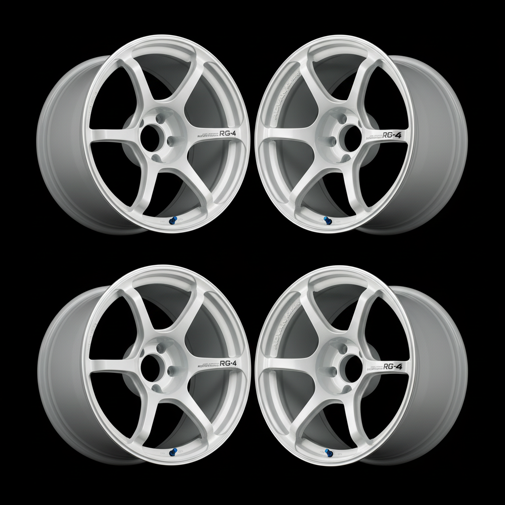 Advan | RG-4 Racing White Metallic & Ring | 4X100 | 17X7.5 +30 (Set)