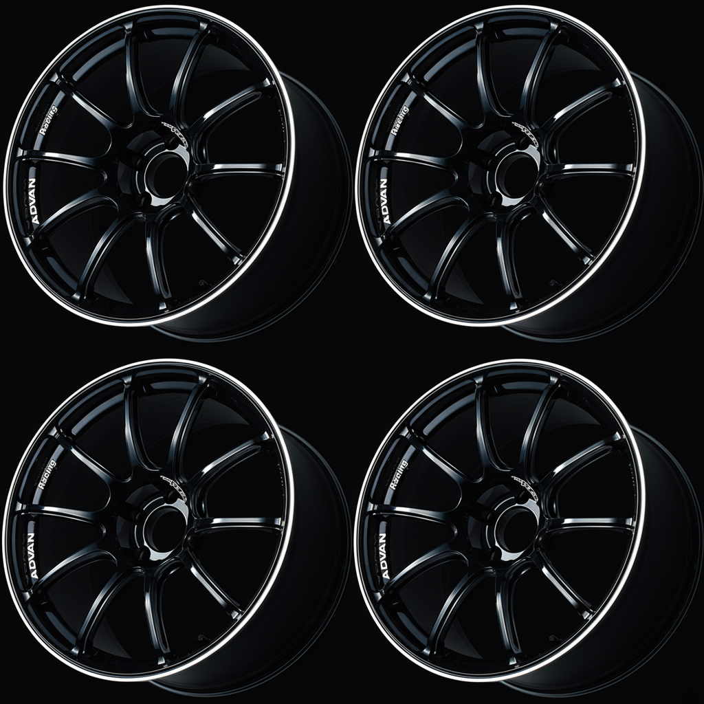 Advan | RZII Racing Gloss Black & Ring | 4X100 | 16X5.5 +45 (Set)