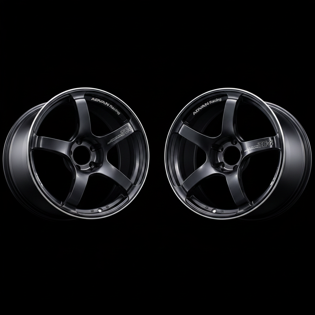 Advan | TC-4 Racing Gunmetal Black & Ring | 4X100 | 17X7.5 +35 (Pair)