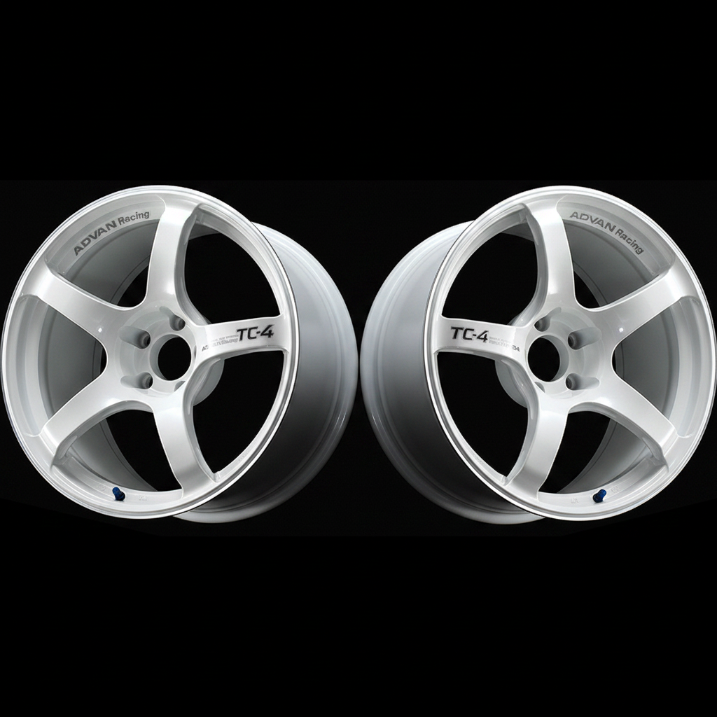 Advan | TC-4 Racing White Metallic & Ring | 5X100 | 17X7.5 +37 (Pair)